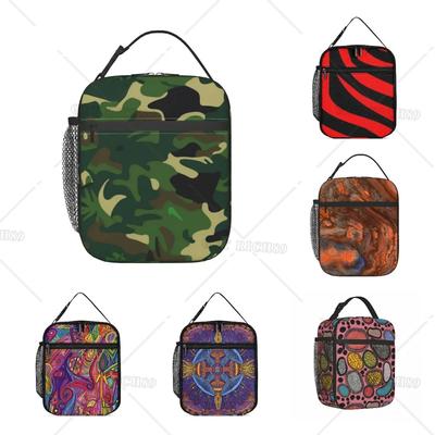 Colorful Painting Green Insulated Lunch Bag - Reusable Portable Lunch Box - Large Capacity Lunch Tote for Women Men Outdoors