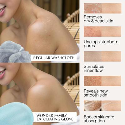 Korean Exfoliating Glove for Shower – Deep Body Scrubber & Face Exfoliator – Shower Gloves – Tan Remover Washcloth, Smooth Skin & Body
