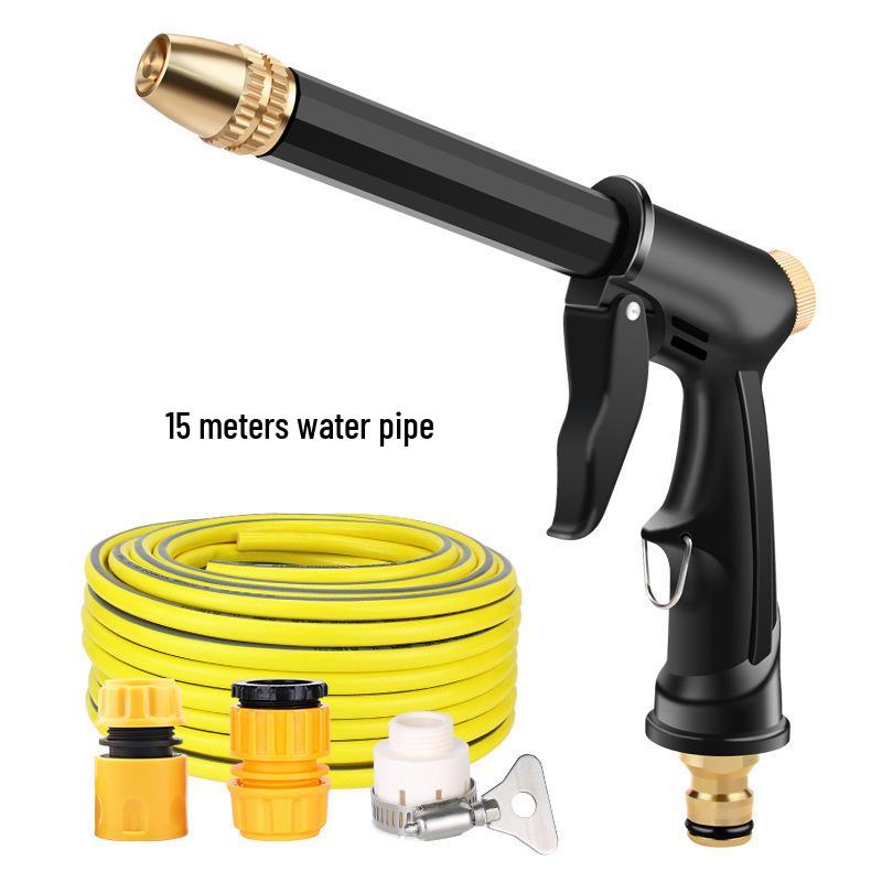 Dual-Use High-Pressure Car Wash Gun with Long Alloy Rod and Rubber Handle for Home and Car; Ideal for Watering Flowers and Car Cleaning