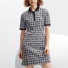 FILA SS24 Houndstooth Polo Neck Woven Casual Fashion Dress Women Dresses Legendary-Blue F11W411302F-NV