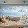 2D Vintage Beach Boat Backdrop for Summer Photoshoot