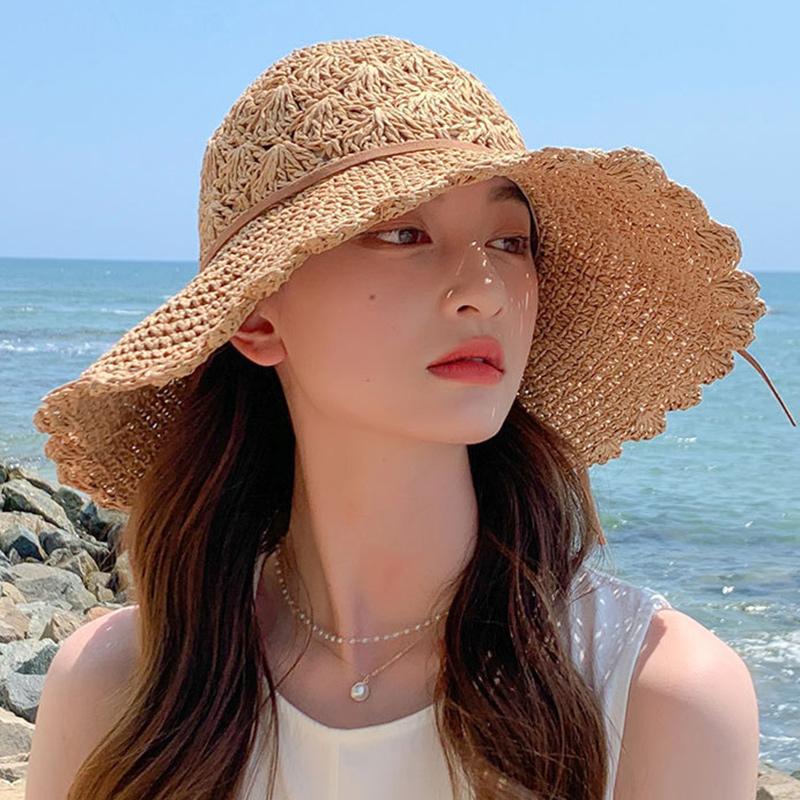 Straw Hat For Women Summer Beach Sun Hat Straw Woven Versatile Sun Hat Big Edge Folding Straw Hat For Going Out Leis 2026