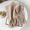 Wool Scarf Autumn And Winter Solid Color Mohair Scarf High-End Thickened Warm Fringed Shawl