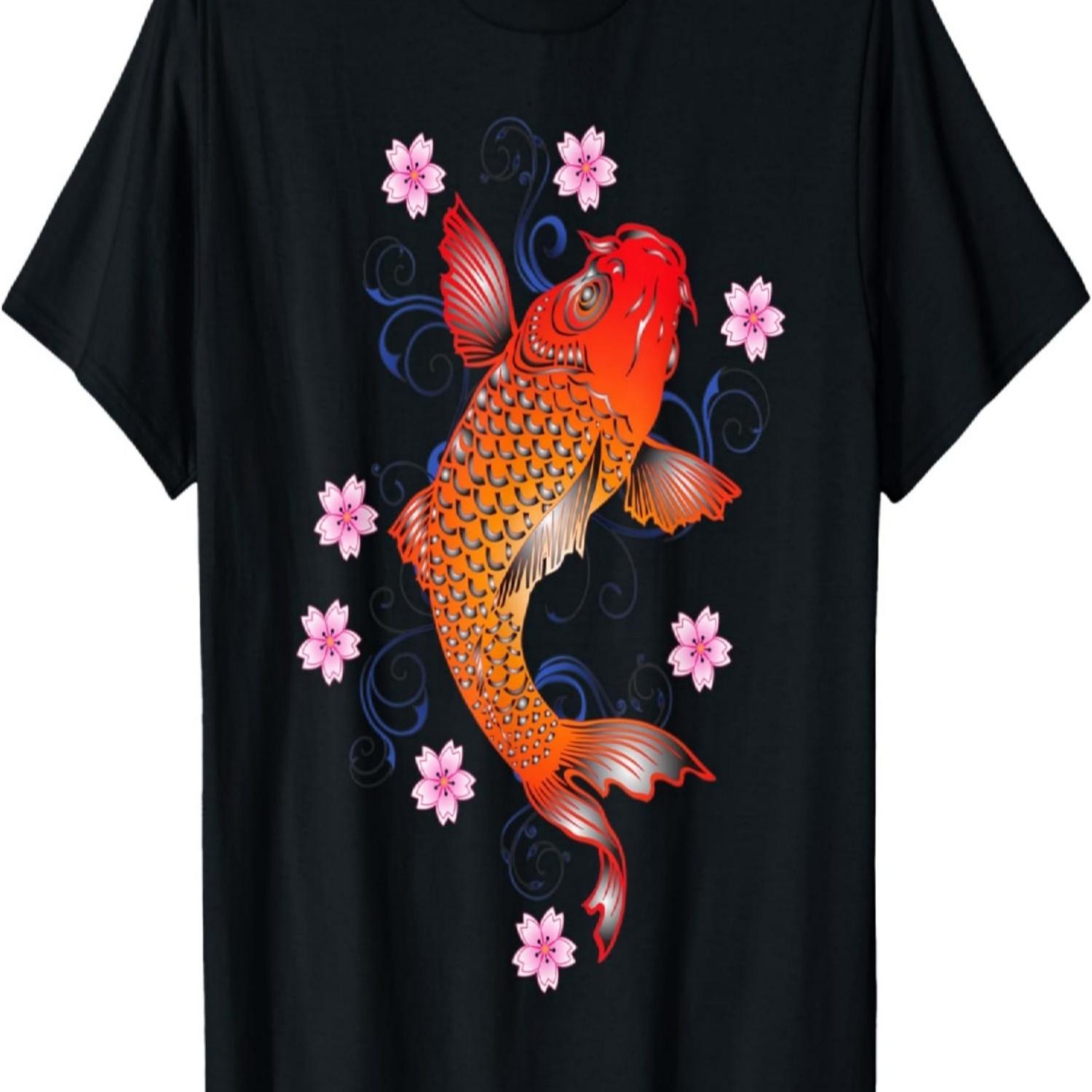 Nishikigoi Koi Carp Cherry Blossom T-Shirt S чёрный