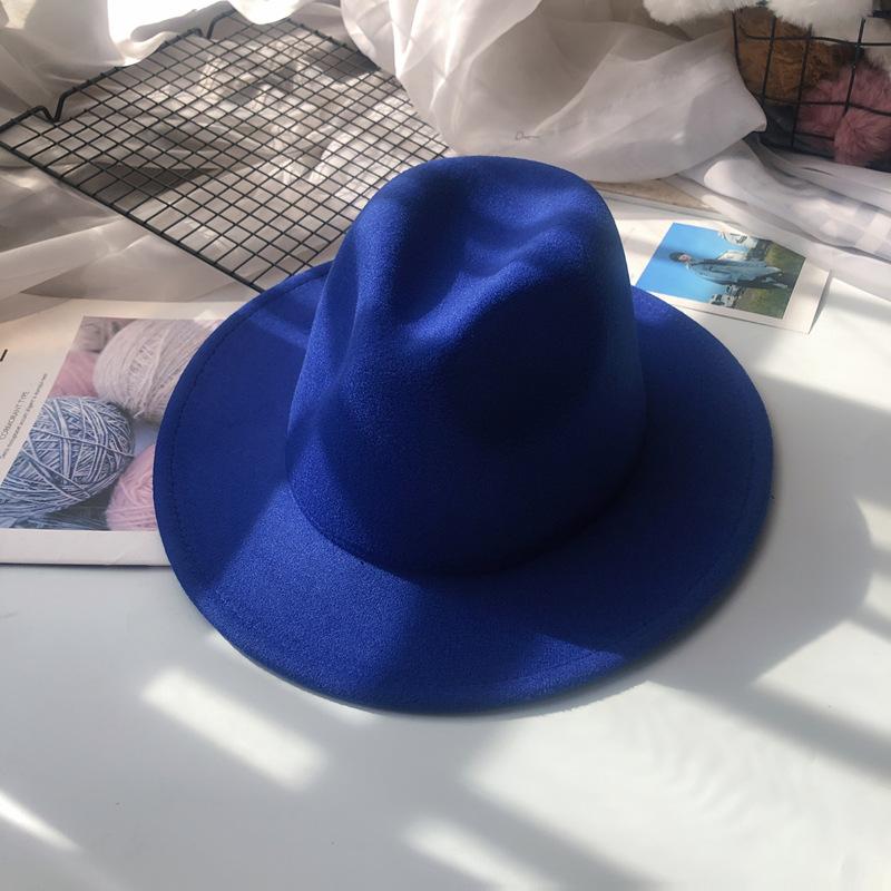 New autumn and winter woolen hats for men and women, couple's hats, wide-brimmed straight-edge hats, fashionable and versatile jazz hats