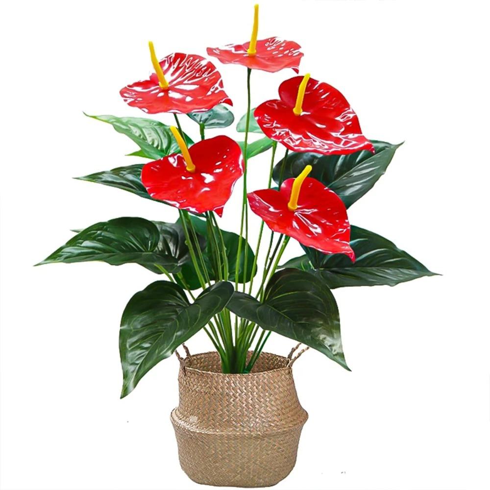 35/50CM Artificial Red Palm Plant Real Touch Fake Plants  Outdoor Indoor Decor