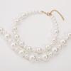 940ZA New Exaggerated Necklace Women, French Retro Fashion Lazy Pearl Stacked Necklace Set