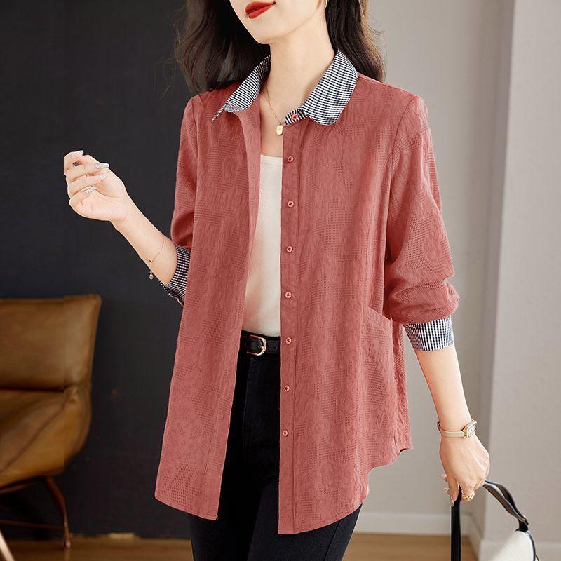 Spring Thin Long Sleeve Shirt Women Fashion Loose Fit Hong Kong Style Linen Blouse