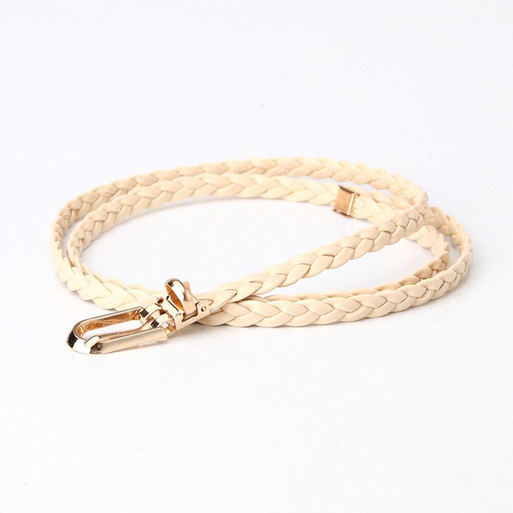 Braided PU Leather Belt Women Thin Waist Belt Dress Coat Decorative Waistband