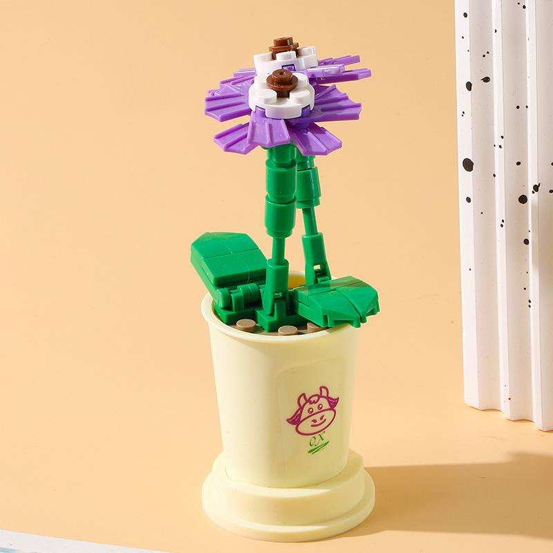 Klocki do budowania róży bonsai kompatybilne z LEGO dla dzieci - Ozdoba dekoracyjna i prezent