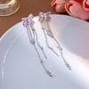 Full Diamond Butterfly Tassel Earrings, Sweet And Cool Pink Diamond-Set Love Earrings, Long Asymmetric Chain Earrings.
