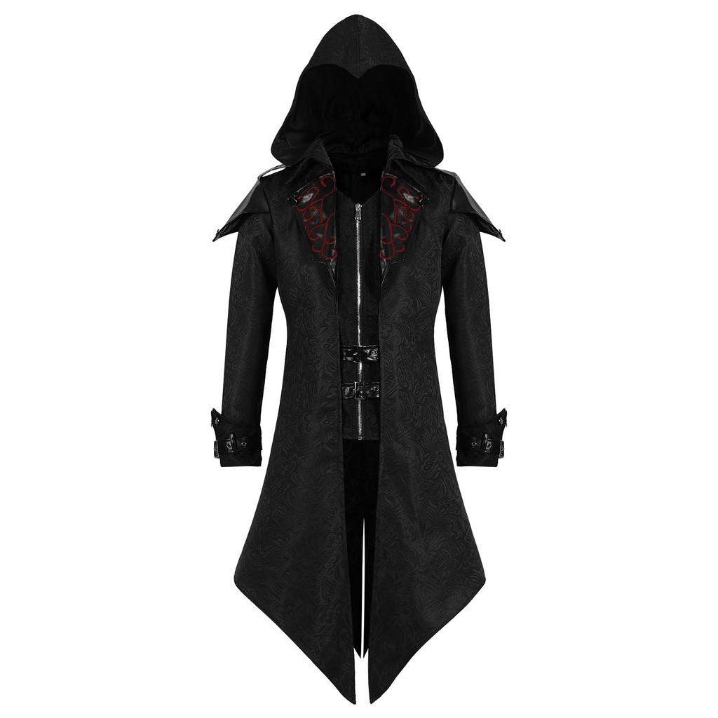 

Unisex Retro Medieval Spliced Hooded Jacket For Stage Performances Halloween And L