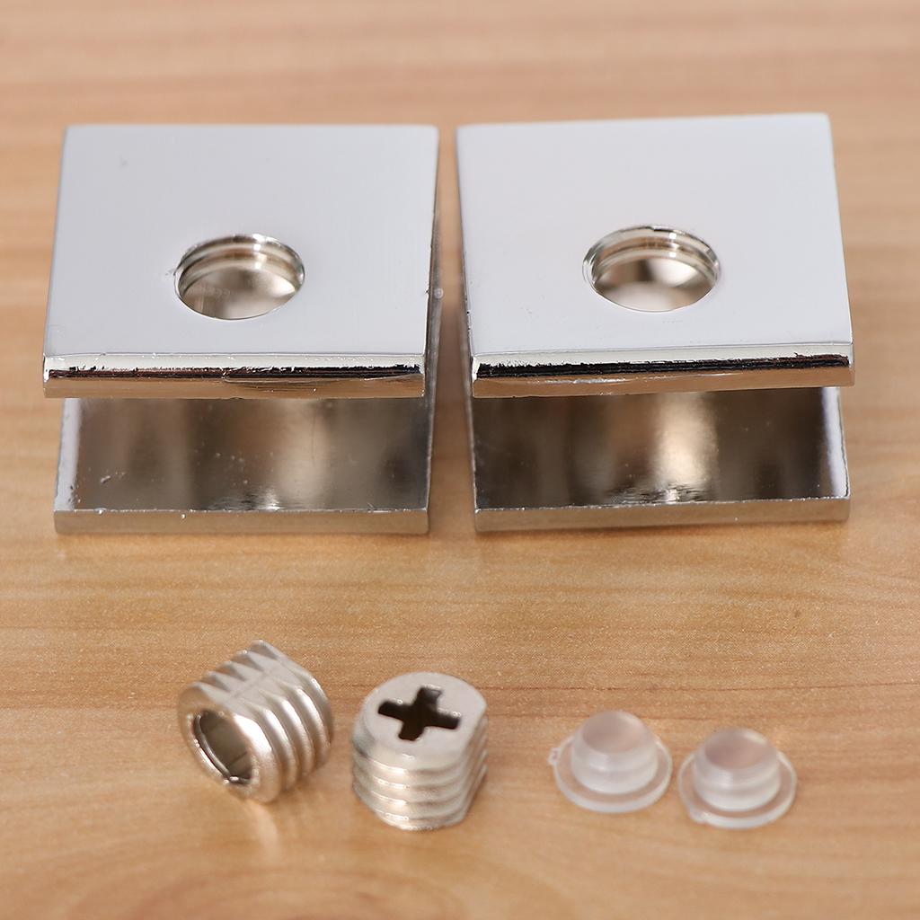 2 pack Glass Clamps, 8-12mm Adjustable Zinc Alloy Glass Bracket Flat Back for Balustrade Staircase Handrail