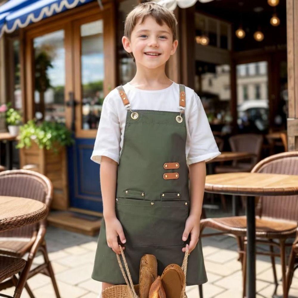 Lightweight Children's Canvas Apron Minimalist Kids Chef Costume Kids Cooking Apron  Baking