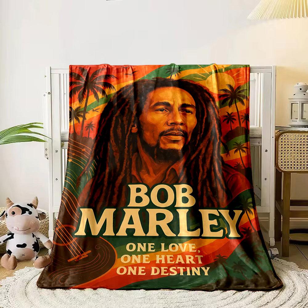

Colorful reggae-themed sunset with palm trees and flowing dreadlocks. for all seasons blanket lunch break throw gift 80cm x 120cm