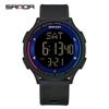 SANDA LED Digital Movement Teenager Students Hand Clock Trendy Outdoor Sports Water Resistant Mode Wristwatch Top Men Watch