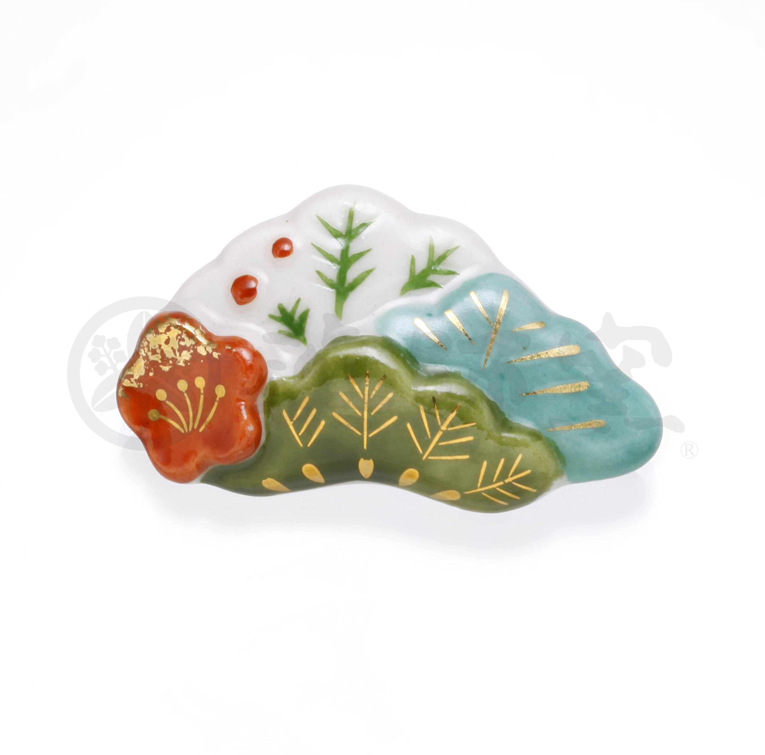 

Yakushi Kiln Engi Pine and Plum Blossom Pin Brooch
