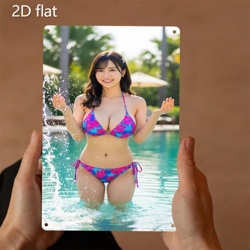 Metal Wall Art Outdoor Decor Weatherproof Cast Iron Beach 2D Swimwear Design 20x30cm