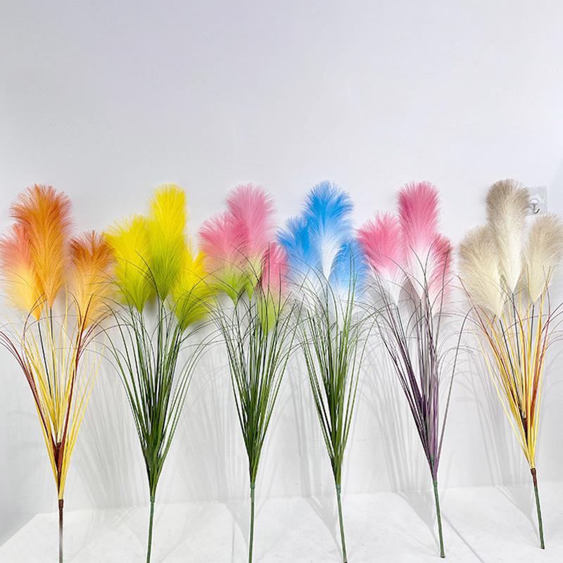 2 Bündel Seiden-Zwiebelgras 80cm Künstliche Sträucher Ganzjährige Innen-/Außennutzung Großes Schilf-Bouquet Heim-Gartendekor Künstliche Pflanzen