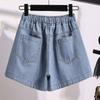 High-Waisted Loose Denim Shorts for Plus-Size Women - Summer Trendy Wide-Leg Elastic Waist 
