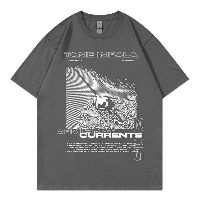 Tame Impala Currents Grafik T-Shirts Herren Damen Hip Hop Rock Kurzarm T-Shirt Mode Lässig 100% Baumwolle T-Shirts Streetwear