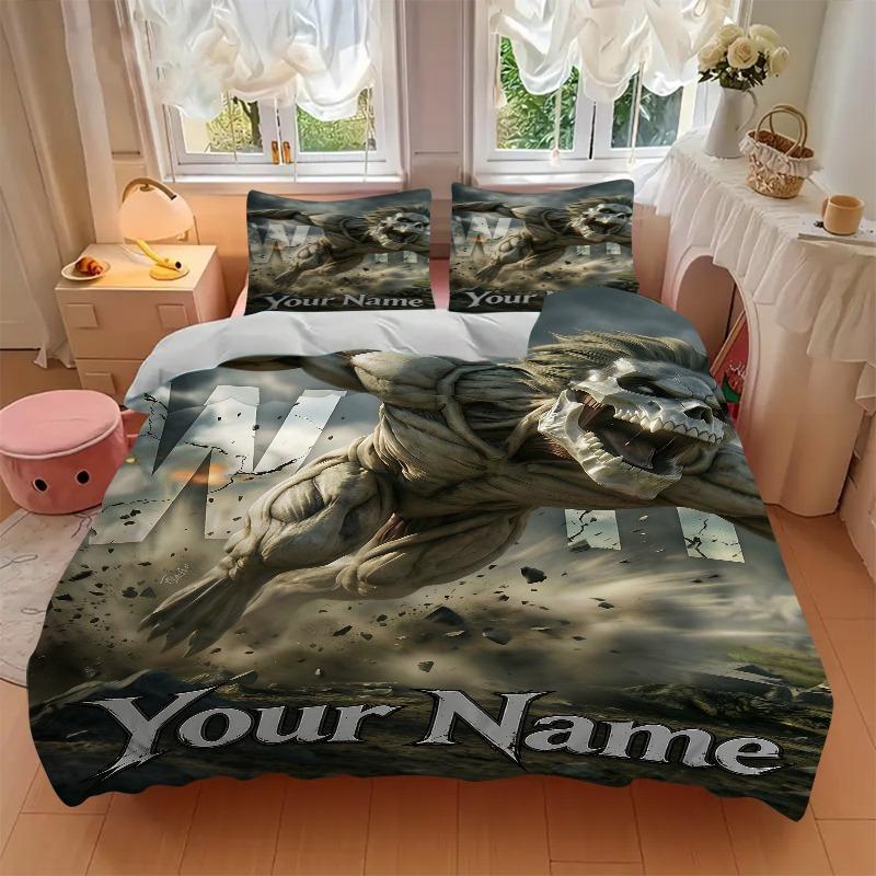 Titan Warrior Bedding Set Personalized Washable Custom 3Pcs Duvet Cover Pillowcases Soft Microfiber Home Bedroom Gift