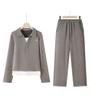 Women's Spring/Autumn 2025 Long Sleeve Lapel Sweatshirt & Straight Leg Pants Set