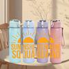 1PC Sunshine Squad Orange Text 750ml Color Plastic Sports Water Bottle Leakproof Flip Straw Lid Suitable for Sports Office Home Use
