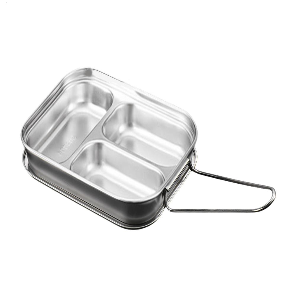 Lunch Box Stainless Steel Double Layers Stainless Steel Lunchbox With 3 Compartments Large Capacity Condiment Container Food