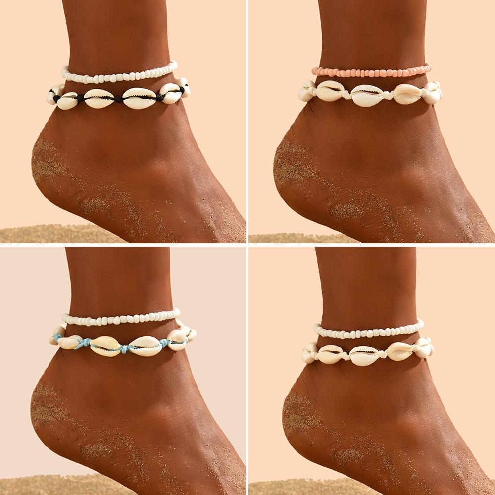 Boho Starfish Conch Shell Beads Anklet Bracelet On The Leg Pineapple Flower Anklets Barefoot For Women Leg Chain Beach Jewelry