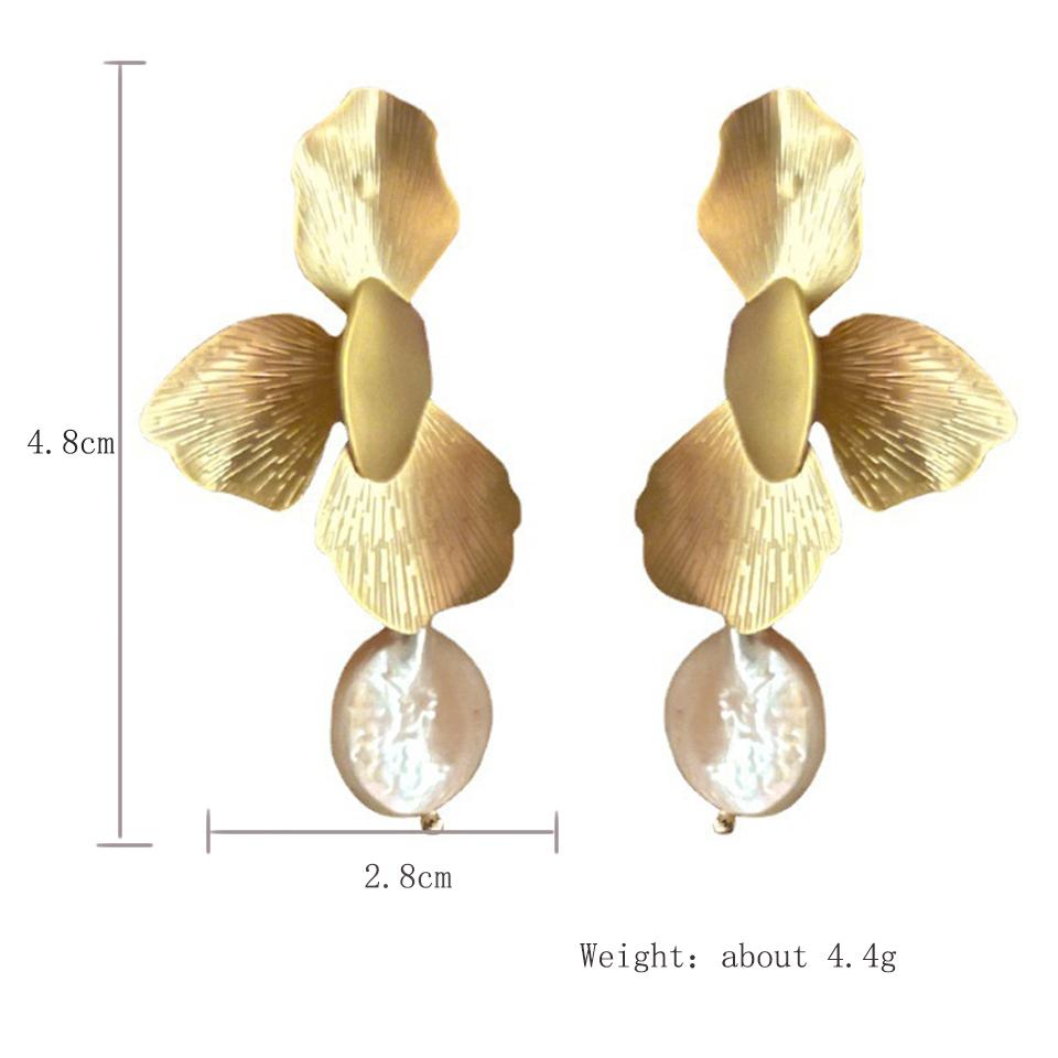 ZAKOL Francouzské Vintage Přírodní Sladkovodní Zirkony Náušnice Pro Ženy Zlaté Okvětní Lístky Květina Párty Svatba Zirkon