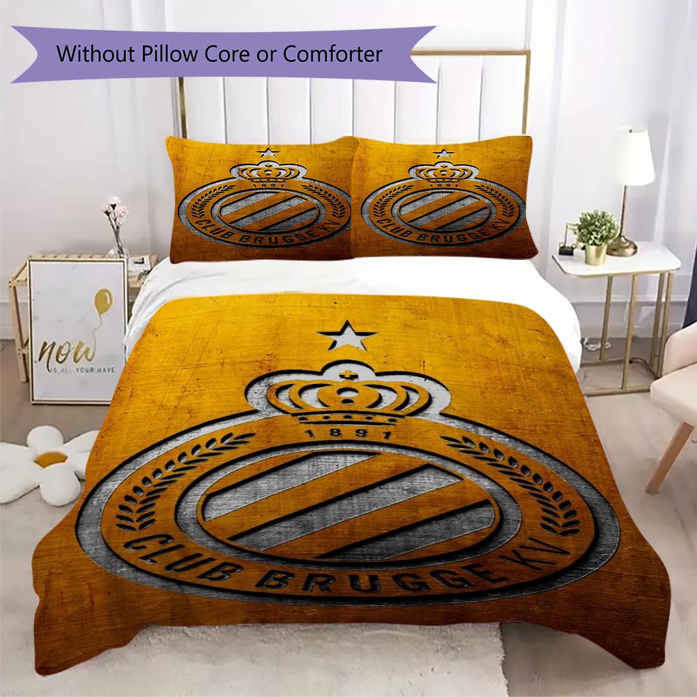 Club Brugge K V Pattern Bedding Uilt Set Uilt Cover Pillowcase Home Decoration Birthday Gift (1 * Duvet Cover + 2 * Pillowcase Without Core)