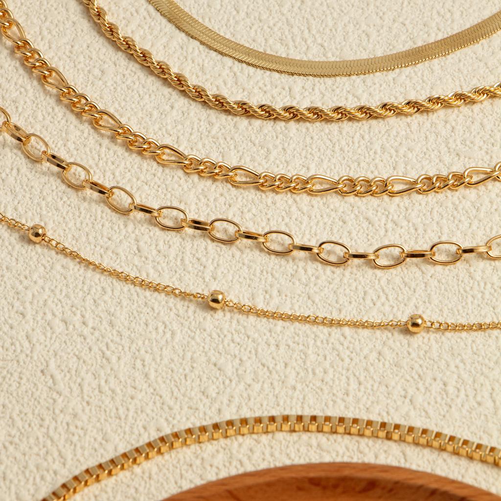 Multi-piece Set Bohemian Vacation & Simple Style Stackable Vegan Chain for Women Summer Anklet Plated 18K Gold Silver Hypoallerg