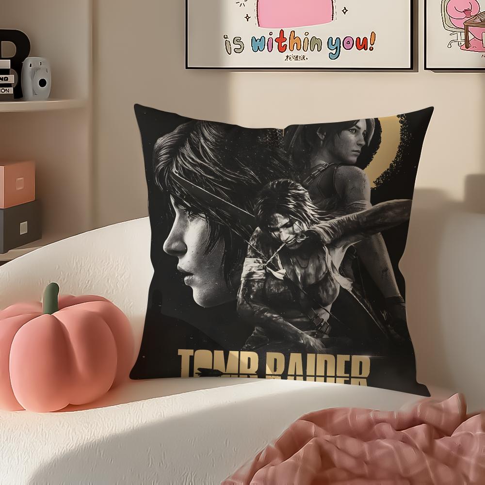 Action Game Franchise TTomb Raider Cushion Cover Pillowcase Short Plush Invisible zipper Room Sofa Cushion Cover