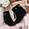 Fashion Vintage Fringe Short Boots for Women Fashion 2025 Autumn Winter Solid Female Boots Shoes Ladies