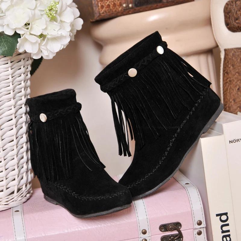 Fashion Vintage Fringe Short Boots for Women Fashion 2025 Autumn Winter Solid Female Boots Shoes Ladies