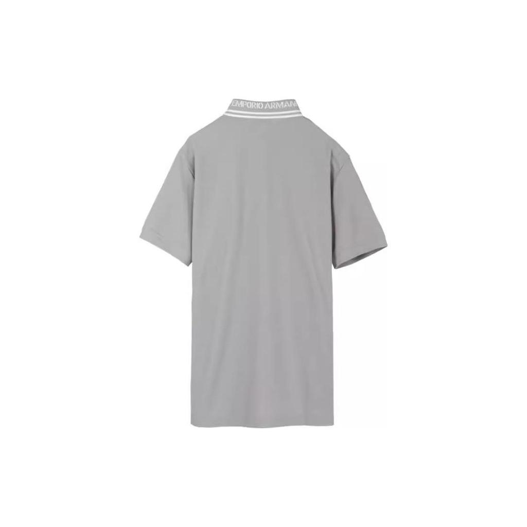 Emporio Armani Ss23 Solid Color Half Button Eagle Logo Embroidered Cotton Short Sleeve Polo Shirt Men Polo Shirts Gray 3R1F67-1JCYZ-06A3