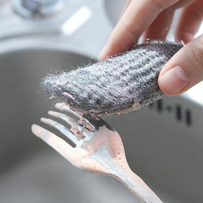 10Pcs/set Steel Wool Soap Scrubber With steel wool Household Cleaning Sponges For Cleaning Dishes Pots Pans Grills