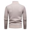 Men's Solid Color Textured Sweater Plus Velvet Thickened Casual High Collar Warm Knitted Pullover