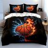 "Basketball Fire and Water Art Decor" Soft Skin-Friendly Bedding Set Includes 1 Duvet Cover And 2 Pillowcase Gift