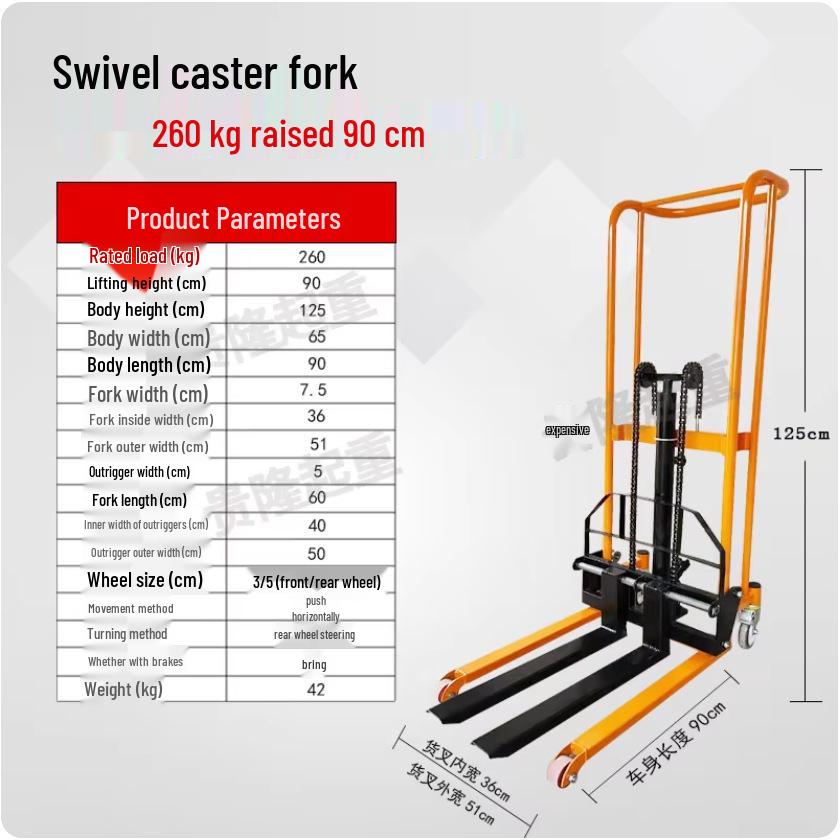 Compact Lightweight Electric Manual Hydraulic Forklift with Foldable Stacker