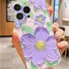 Purple Ink Flower Anti-Drop Clear Case for iPhone Series Pro Max (14/15/16/17)