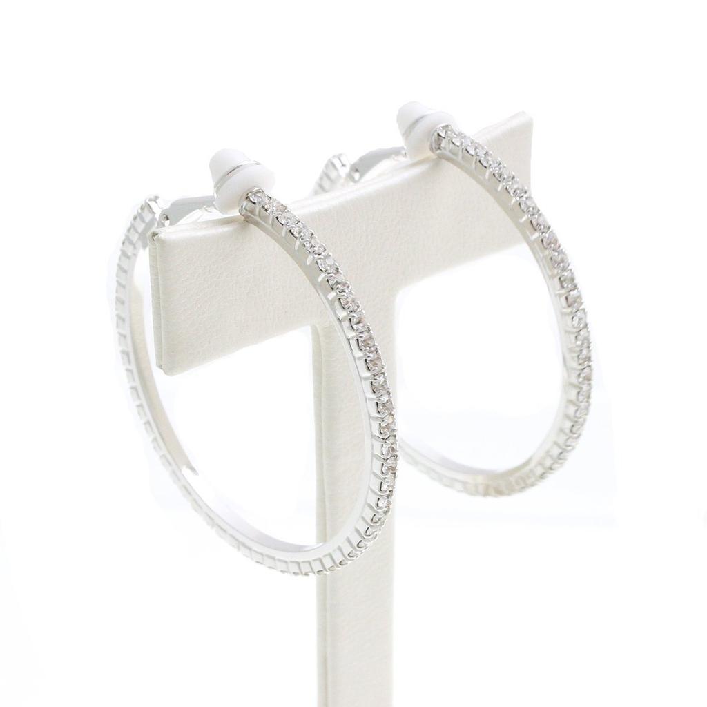 VINGTAINE Hoop Earrings with Rhinestones Silver E2-22