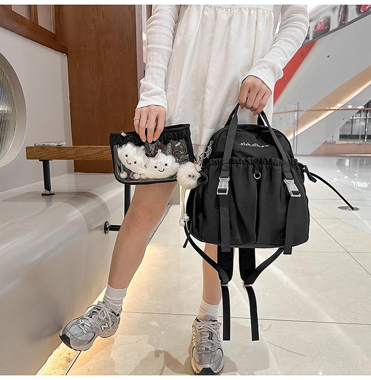 Student Rucksack mit großem Fassungsvermögen, lässig, mit Cartoon-Anstecknadeln, für Reisen und Schule