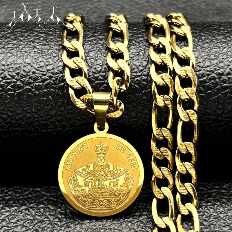 Brazilian Madonna Pendant Necklace for Men Women Stainless Steel Gold Silver Color Virgin Mary Male Chain Necklace Jewelry
