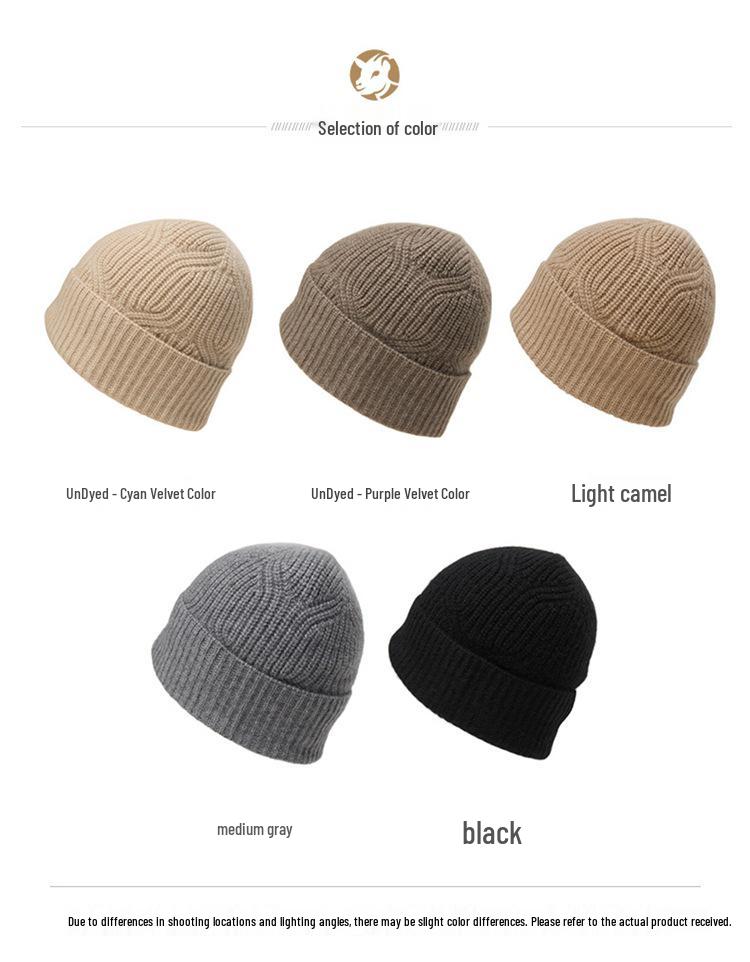 Unisex 100% Pure Cashmere Hat - Stylish Knitted Cold-Weather Essential for Autumn and Winter