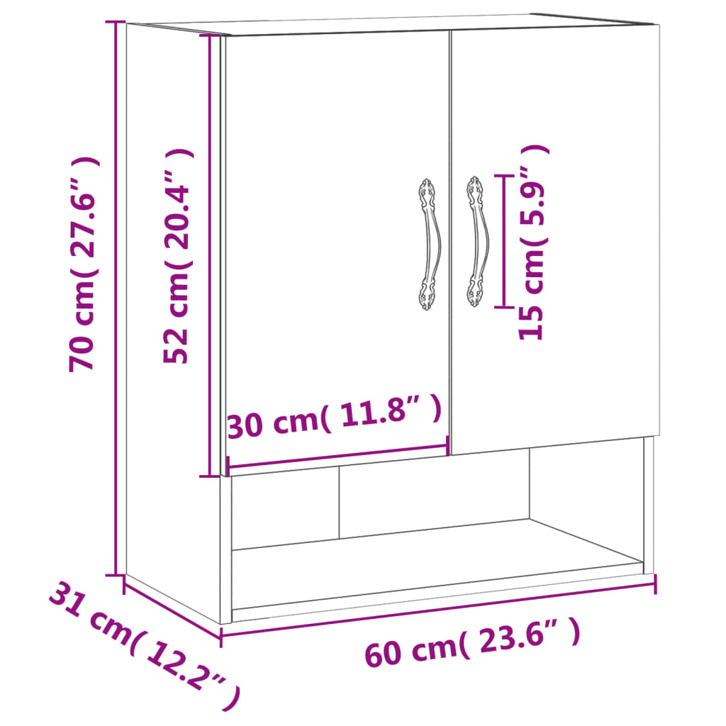 Wandschrank Weiß 60x31x70 cm Spanplatte