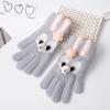 5-12 Years Winter Children Girl Knitted Warm Soft Cartoon Rabbit Full Finger Outdoor Lovely Girl Gloves