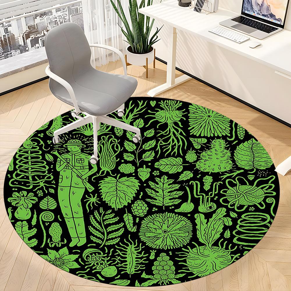 1pc Nature Explorer Office Round Area Rug, Indoor Mat Suitable ForOffice, Under Office Chairs Bedroom Living Room Home Decor, Room Decot039