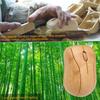 2.4G Wireless Optical Bamboo Mouse 3 Movement Speed Computer Mouse with USB Receiver for Notebook PC Laptop Computer Yellow